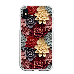 Чехол iPhone XS Max матовый Объёмные цветы суккулента