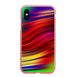 Чехол iPhone XS Max матовый Разноцветный абстрактный узор волны, цвет: 3D-баблгам