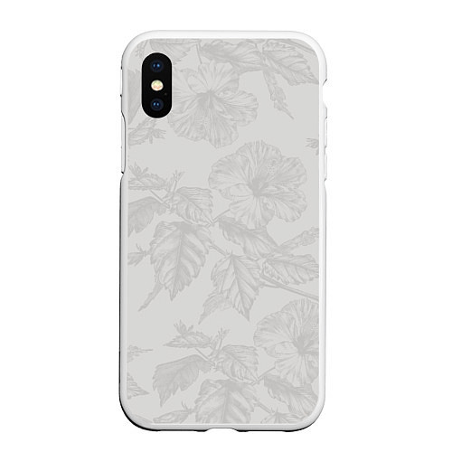 Чехол iPhone XS Max матовый Цветы в бежевых тонах / 3D-Белый – фото 1