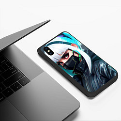 Чехол iPhone XS Max матовый Крутая чувиха в маске - киберпанк, цвет: 3D-черный — фото 2