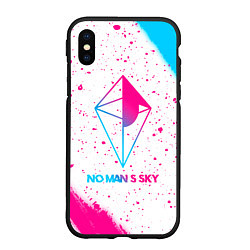 Чехол iPhone XS Max матовый No Mans Sky neon gradient style, цвет: 3D-черный