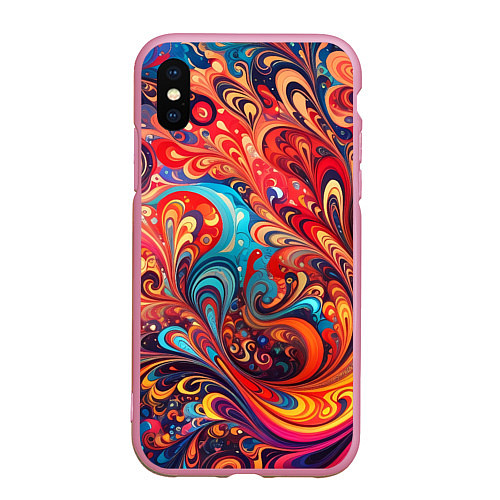 Чехол iPhone XS Max матовый Новая гжель / 3D-Розовый – фото 1