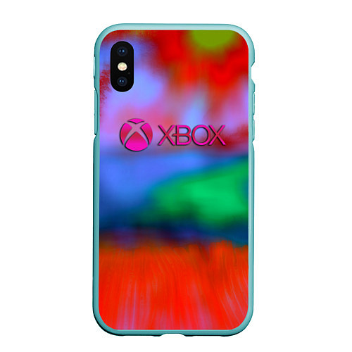 Чехол iPhone XS Max матовый Xbox game studio neon / 3D-Мятный – фото 1