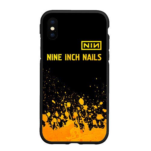 Чехол iPhone XS Max матовый Nine Inch Nails - gold gradient: символ сверху / 3D-Черный – фото 1