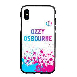 Чехол iPhone XS Max матовый Ozzy Osbourne neon gradient style: символ сверху, цвет: 3D-черный