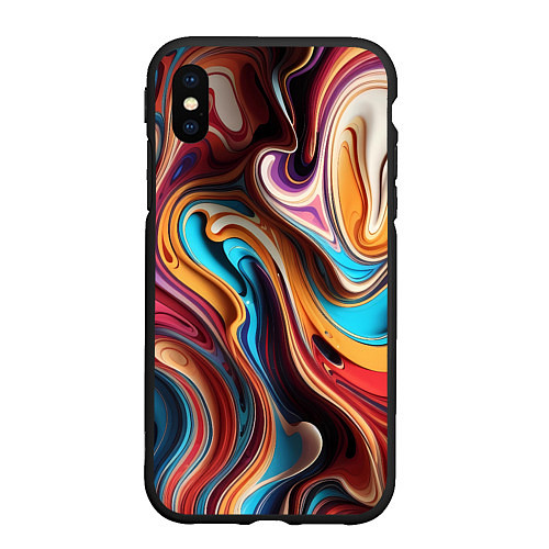 Чехол iPhone XS Max матовый Поток красок / 3D-Черный – фото 1