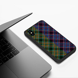 Чехол iPhone XS Max матовый Паттерн клетка ромбики, цвет: 3D-черный — фото 2