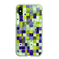 Чехол iPhone XS Max матовый Ретро квадраты болотные, цвет: 3D-салатовый