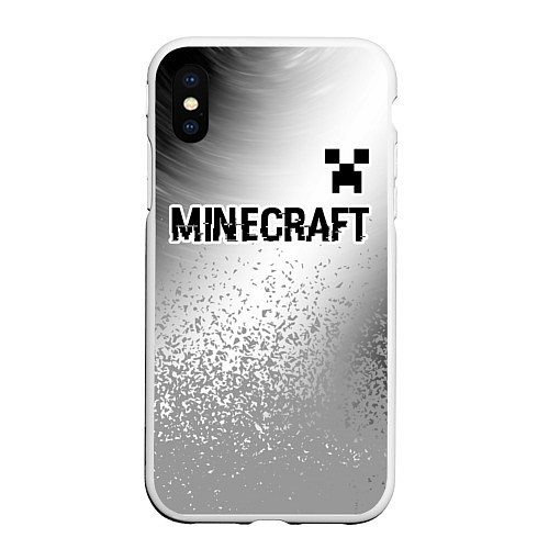Чехол iPhone XS Max матовый Minecraft glitch на светлом фоне: символ сверху / 3D-Белый – фото 1