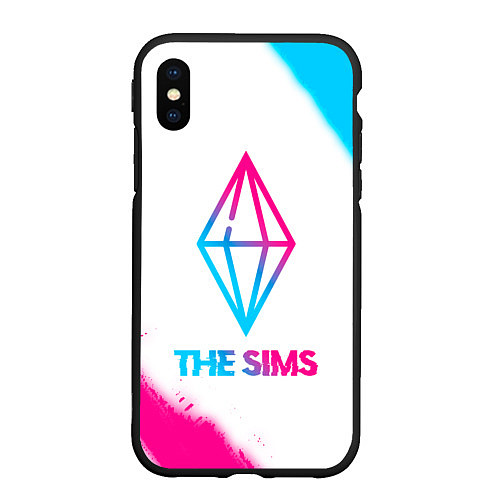 Чехол iPhone XS Max матовый The Sims neon gradient style / 3D-Черный – фото 1