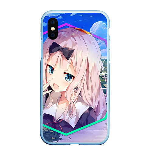 Чехол iPhone XS Max матовый Kaguya-sama wa Kokurasetai Чика Фудживара / 3D-Голубой – фото 1