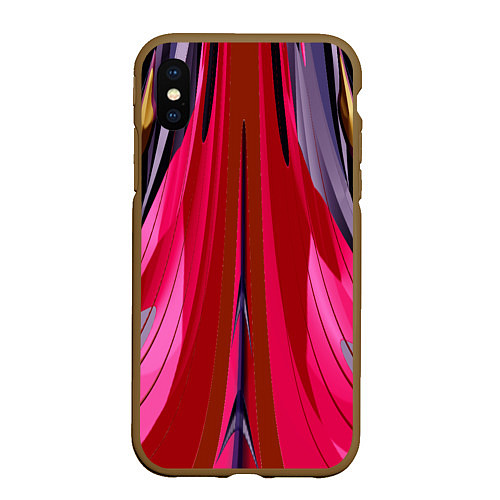 Чехол iPhone XS Max матовый Сине-малиновый узор / 3D-Коричневый – фото 1