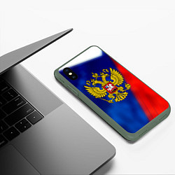 Чехол iPhone XS Max матовый Россия спортивная коллекция, цвет: 3D-темно-зеленый — фото 2