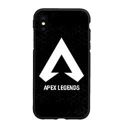 Чехол iPhone XS Max матовый Apex Legends glitch на темном фоне, цвет: 3D-черный