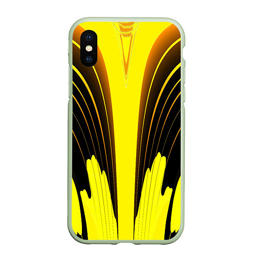 Чехол iPhone XS Max матовый Черно-желтые мотивы / 3D-Салатовый – фото 1