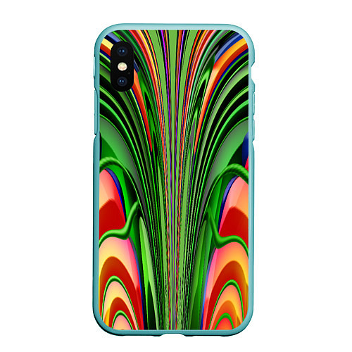 Чехол iPhone XS Max матовый Травянистый дизайн с оранжевым / 3D-Мятный – фото 1