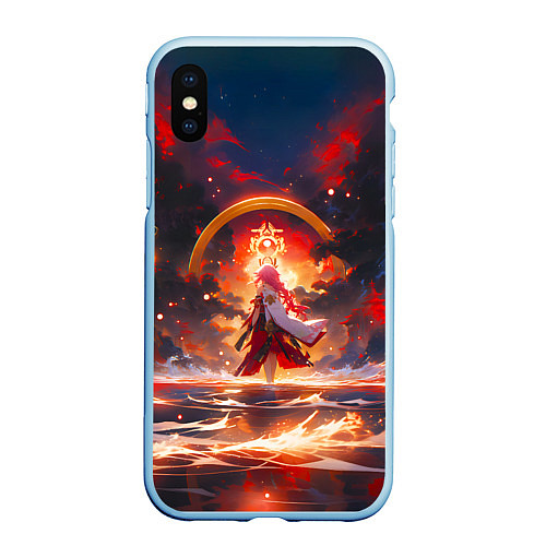 Чехол iPhone XS Max матовый Яэ Мико и небо / 3D-Голубой – фото 1