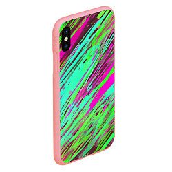 Чехол iPhone XS Max матовый Разноцветные брызги зелёные и розовые, цвет: 3D-баблгам — фото 2