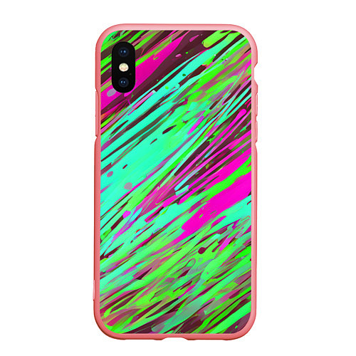 Чехол iPhone XS Max матовый Разноцветные брызги зелёные и розовые / 3D-Баблгам – фото 1