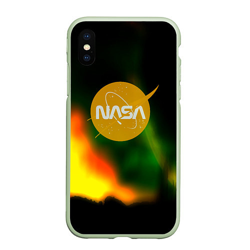 Чехол iPhone XS Max матовый Nasa spacestar / 3D-Салатовый – фото 1