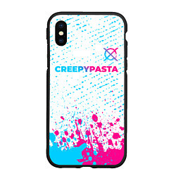 Чехол iPhone XS Max матовый CreepyPasta neon gradient style: символ сверху