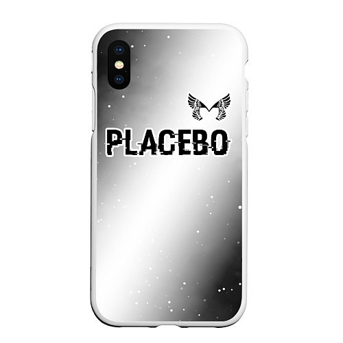 Чехол iPhone XS Max матовый Placebo glitch на светлом фоне: символ сверху / 3D-Белый – фото 1