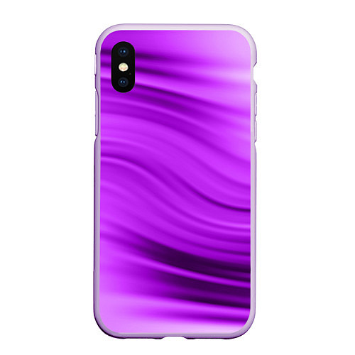 Чехол iPhone XS Max матовый Розово фиолетовый абстрактный узор волны / 3D-Сиреневый – фото 1