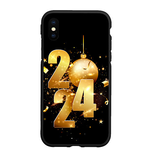 Чехол iPhone XS Max матовый Новый 2024 год / 3D-Черный – фото 1