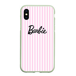 Чехол iPhone XS Max матовый Barbie - классическая розово-белая полоска