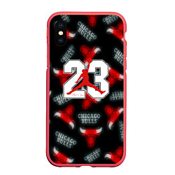 Чехол iPhone XS Max матовый Basketball jordan logo, цвет: 3D-красный