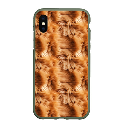 Чехол iPhone XS Max матовый Меховой паттерн / 3D-Темно-зеленый – фото 1