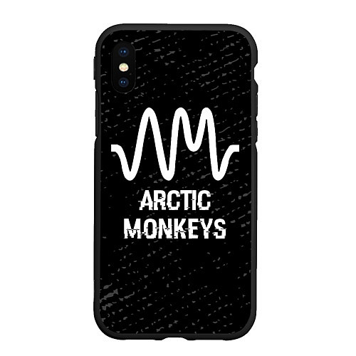 Чехол iPhone XS Max матовый Arctic Monkeys glitch на темном фоне / 3D-Черный – фото 1