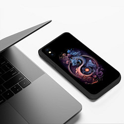 Чехол iPhone XS Max матовый Мифический дракон, цвет: 3D-черный — фото 2
