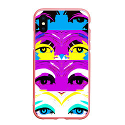 Чехол iPhone XS Max матовый Eyes - pop art - neural network, цвет: 3D-баблгам