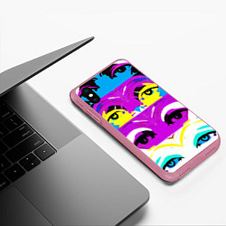 Чехол iPhone XS Max матовый Eyes - pop art - neural network, цвет: 3D-малиновый — фото 2