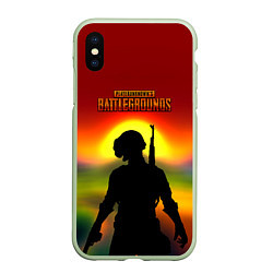 Чехол iPhone XS Max матовый Pubg summer war, цвет: 3D-салатовый