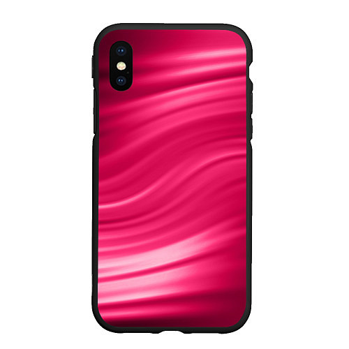 Чехол iPhone XS Max матовый Абстрактный волнистый узор в красно-розовых тонах / 3D-Черный – фото 1