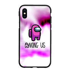 Чехол iPhone XS Max матовый Among us game pink, цвет: 3D-черный