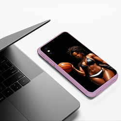 Чехол iPhone XS Max матовый Девушка с баскетбольным мячом, цвет: 3D-сиреневый — фото 2