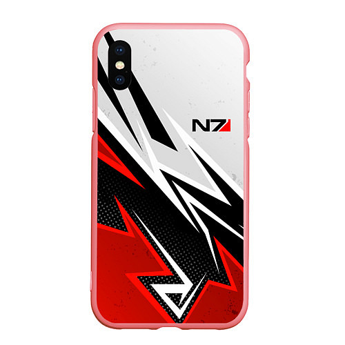 Чехол iPhone XS Max матовый N7 mass effect - white and red / 3D-Баблгам – фото 1