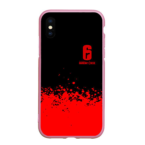 Чехол iPhone XS Max матовый Rainbow Six красные краски / 3D-Розовый – фото 1