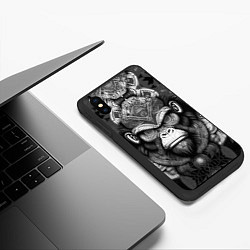 Чехол iPhone XS Max матовый Кинг Конг король обезьян на фоне созвездия, цвет: 3D-черный — фото 2