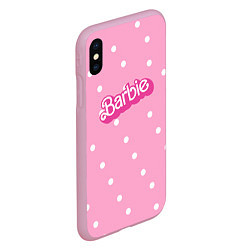 Чехол iPhone XS Max матовый Барби - белый горошек на розовом, цвет: 3D-розовый — фото 2