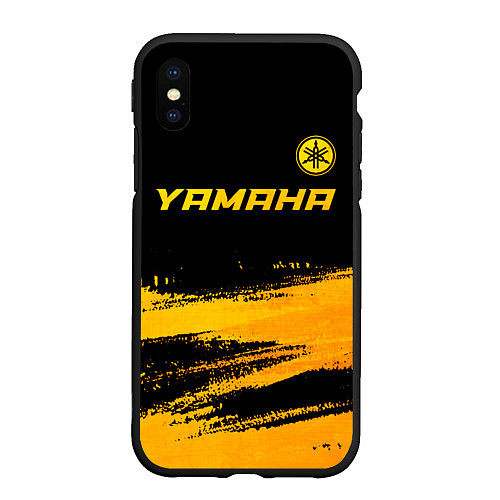 Чехол iPhone XS Max матовый Yamaha - gold gradient: символ сверху / 3D-Черный – фото 1