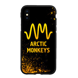 Чехол iPhone XS Max матовый Arctic Monkeys - gold gradient