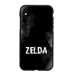 Чехол iPhone XS Max матовый Zelda glitch на темном фоне, цвет: 3D-черный