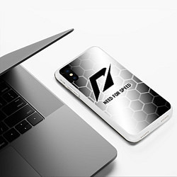 Чехол iPhone XS Max матовый Need for Speed glitch на светлом фоне, цвет: 3D-белый — фото 2