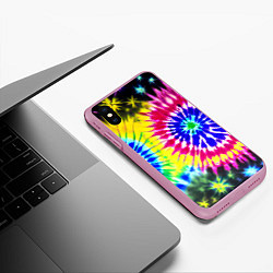 Чехол iPhone XS Max матовый Colorful floral composition - tie-dye, цвет: 3D-розовый — фото 2