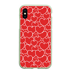 Чехол iPhone XS Max матовый Сердечки любви, цвет: 3D-салатовый