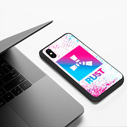 Чехол iPhone XS Max матовый Rust neon gradient style, цвет: 3D-черный — фото 2